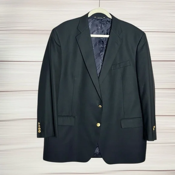 Brooks Brothers 1818 Loro Piana Blazer Navy Blue Signature Gold Button 48R USA - Picture 3 of 16